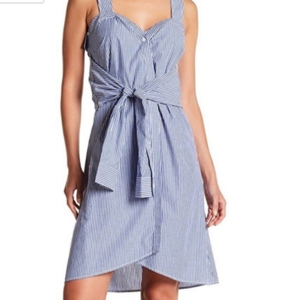 Derek Lam 10 Crosby - White and Blue Stripped Asymmetrical Sundress